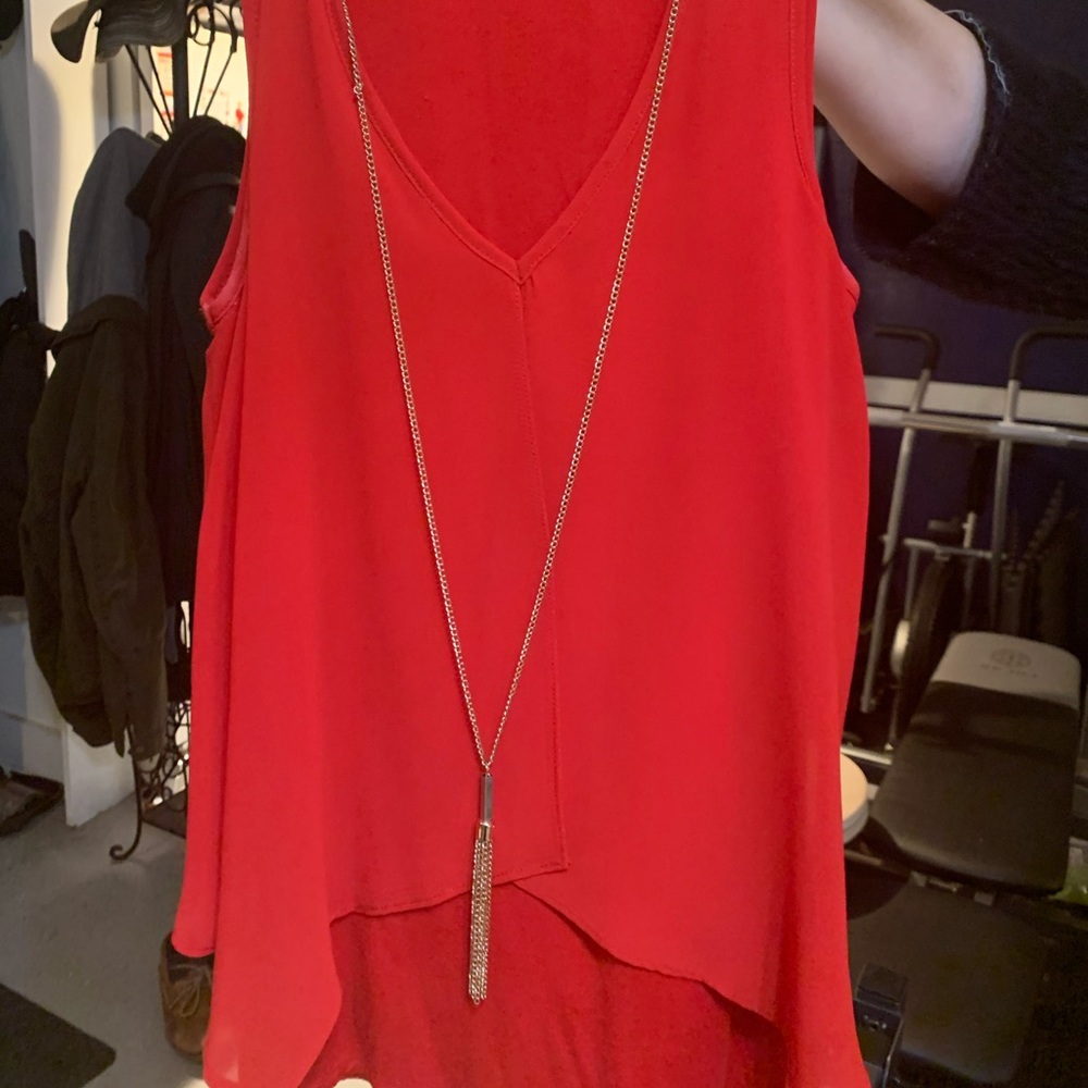 Bcx bright orange shirt with necklace